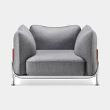 Bardolino Pocket Cushion Luxury Armchair in grey fabric with a chrome base