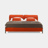 Bassano Cushion Headboard Luxury Bed in orange corduroy