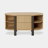 Bassano Oval Luxury Bedside Table in matt oak