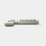 Belvedere Modular Luxury Sofa: light grey fabric (Cat B), shown as a composition of chaise, seating and low table modules