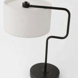Berkeley Designs Dubrovnik Table Lamp, matte black metal with white shade, detail