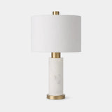 Berkeley Designs Innsbruck Table Lamp, white ceramic and brushed brass with white shade