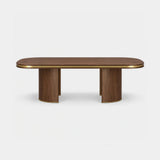 Berkeley Designs Malibu Dining Table, natural walnut veneer with brushed brass