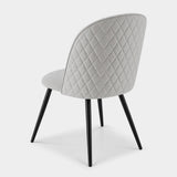 Berkeley Designs Soho Dining Chair, Set of 2, light grey upholstery with black metal legs, detail
