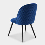 Berkeley Designs Soho Dining Chair, Set of 2, blue upholstery with black metal legs, detail