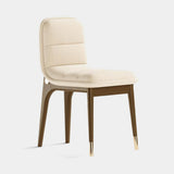 Mezzo Collection Jenny Dining Chair, Settes Abacos Natta fabric, matte walnut frame, polished brass, available from Touched Interiors UK