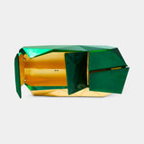 Boca do Lobo Diamond Sideboard in emerald with doors open to the gold leaf interior
