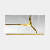 Boca do Lobo Lapiaz Nightstand in polished stainless steel with a gold leaf interior, available from Touched Interiors UK