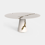 Boca do Lobo Lapiaz Round Dining Table in white lacquer, side view