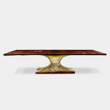 Boca Do Lobo Metamorphosis Dining Table with Luxury Walnut Root Veneer and Sculpted Fossils - High-End Home Decor.