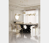 Boca do Lobo Newton Black Gold Dining Table styled in a classical dining room
