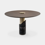 Caffe Latte Breve II Dining Table in walnut, Portoro marble and brass