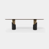 Caffe Latte Breve II Oval Dining Table in walnut, Nero Marquina marble and brass