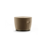 Aster Buatta Stool, moka oak stain matte wood and brushed brass, Jab City Velvet, available from Touched Interiors UK