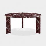 C.Z. Round Marble Luxury Dining Table in Rosso Levanto marble