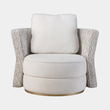 Casa Magna Cleo Armchair, ivory fabric with patterned sides, available from Touched Interiors UK