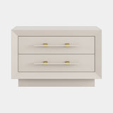 Casa Magna Magna Bedside Table, matt lacquer with brass handles, available from Touched Interiors UK