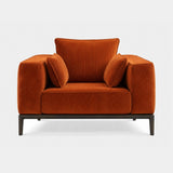 Castelli Low Platform Luxury Armchair in corduroy with brown burnished brass