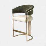 Castro Lighting Harp Bar Chair in fabric upholstery with a gold-plated brass frame, available from Touched Interiors UK