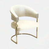 Castro Lighting Harp Slim Dining Chair in fabric upholstery with a gold-plated brass frame, available from Touched Interiors UK