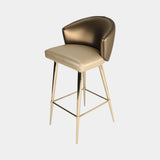 Castro Lighting Sedere Bar Chair in fabric upholstery on gold-plated brass legs, available from Touched Interiors UK