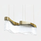 Castro Lighting Flow Linear Suspension Lamp in gold-plated brass with clear glass, available from Touched Interiors UK