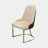 Castro Lighting Athena Dining Chair in fabric upholstery with gold-plated brass details, available from Touched Interiors UK