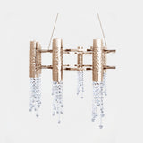 Castro Lighting Safi Chandelier in hammered gold-plated brass with crystals, available from Touched Interiors UK