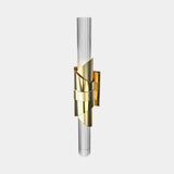 Castro Lighting Turbine Wall Light in gold-plated and gold matte brass with glass, available from Touched Interiors UK