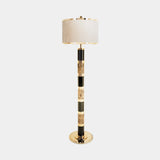 Castro Lighting Sparta Floor Lamp in gold-plated brass with marble and a fabric lampshade, available from Touched Interiors UK