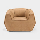 Cervaro Faceted Leather Luxury Armchair in tan nubuck leather