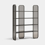 Chelsea Fluted Glass Luxury Bookcase: matt dark lacquer with fluted glass side panels