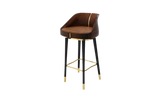 Bramore Bar Stool: Brown Leather with Polished Brass