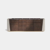 Colosseum Leather Side Luxury Sideboard: ivory genuine leather sides (Cat B) with a matt dark wood front and top