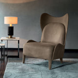 Daytona Lolita High Back Armchair in Camoscio Fango suede, second view