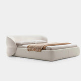Clip Bed, ivory fabric, front view