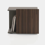 Ditre Italia Eric Bedside Table, intarsio walnut front, anthracite frame, front view