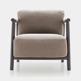 Ditre Italia Nathy Armchair in taupe fabric, dark wood frame, leather details