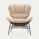 Ditre Italia Softy Armchair in beige fabric, black iron base
