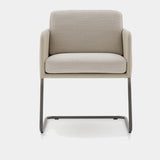 Ditre Italia Viga Dining Chair, light grey fabric with dark metal frame, front view