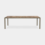 Doria Slender Metal Base Luxury Dining Table in Emperador Dark marble