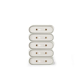 Fairytale Fairy 5 Drawer Chest of Drawers, lacquered wood, linen and polished brass, available from Touched Interiors UK