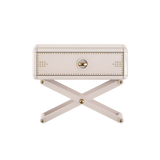 Fairytale Warrior Nightstand, lacquered wood with polished brass tacks, available from Touched Interiors UK