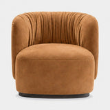 Festone Draped Back Luxury Lounge Chair, shown in tan nubuck leather