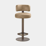 Fidato Round Back Luxury Bar Stool with brown burnished brass base