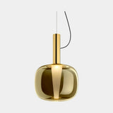 Fog Metallic Glass Luxury Suspension Lamp in polished brass with metallised glass