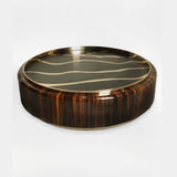 Castro Lighting Gianna Coffee Table in polished brass with a wood top, available from Touched Interiors UK