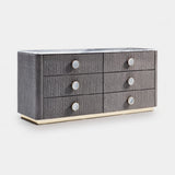 Giorgio Collection Charisma Chest of Drawers in quilted grey nubuck with a Grey Alpi marble top