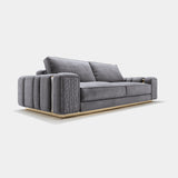 Giorgio Collection Charisma Sofa in grey velvet with a light gold chrome base, second view