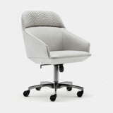 Giorgio Collection Moonlight Office Chair in light grey leather with a satin grey nickel base, second view